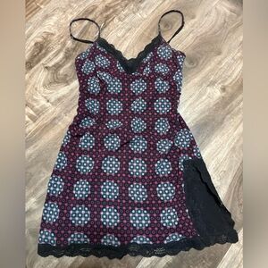 Black and purple Patterned Slip Dress